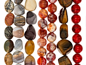 1 lb. Mixed Earth Tones Bead Strands in Assorted Shapes, Colors, and Sizes