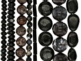 1 lb. Mixed Black, Brown, Grey Tones Bead Strands in Assorted Shapes, colors, and Sizes