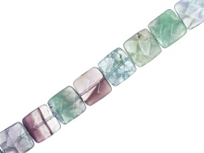 Multi-Color Fluorite 18mm Faceted Square Bead Strand Approximately 15-16" in Length
