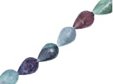 Multi-Color Fluorite 18x25mm Faceted Drop Shape Bead Strand Approximately 15-16" in Length