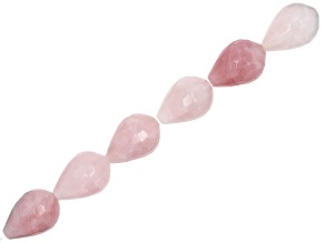 Rose Quartz 18x25mm Faceted Drop Shape Bead Strand Length Approximately 15-16" in Length