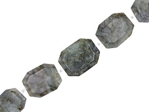 Labradorite 25x32-34x43mm Faceted Graduated Octagon Nugget Bead Strand