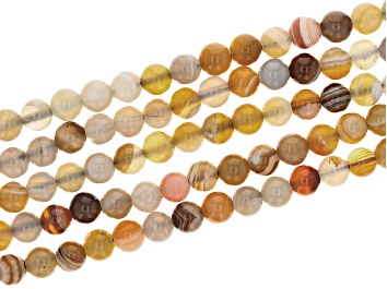 Picture of Multi-Color Botswana Agate 6mm Round Bead Strand Approximately 13-14" in Length Set of 5