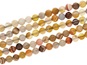 Multi-Color Botswana Agate 6mm Round Bead Strand Approximately 13-14" in Length Set of 5