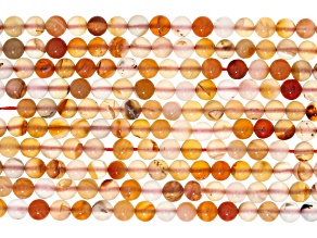 Honey Color Agate 6mm Round Bead Strand Approximately 13-14" in Length Set of 10