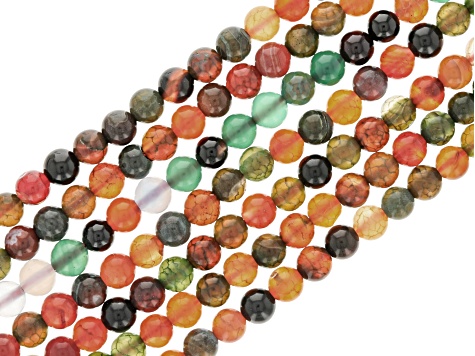 Multi-Color Agate Round Bead Strand Set of 10