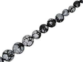Snowflake Obsidian 6-14mm Graduation Round Bead Strand Approximately 14-15" in Length
