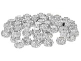 Silver Tone 11x7mm Bead with White Crystal Accent Set of 50 Pieces