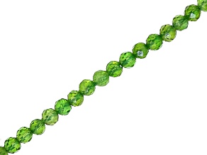 Green Diopside 2mm Faceted Round Bead Strand Approximately 15-16" in Length