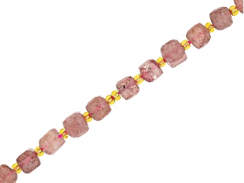 Picture of Pink Aventurine Quartz 6-7mm Table Cut Cube Bead Strand Approximately 15-16" in Length