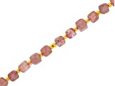Pink Aventurine Quartz 6-7mm Table Cut Cube Bead Strand Approximately 15-16" in Length