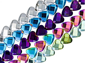 Picture of Hematine 8mm Faceted Heart Bead Strand Set of 5