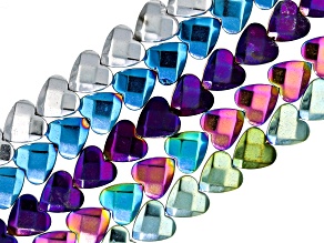 Hematine 8mm Faceted Heart Bead Strand Set of 5