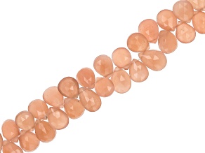 Peach Moonstone 6.5-9mm Faceted Pear Bead Strand 8-8.5" in Length