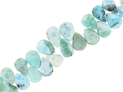 Larimar 5x7-9x14mm Faceted Pear Bead Strand Approximately 8" in Length