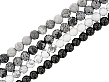 Picture of Multi-Stone Round Bead Strand Approximately 6mm Set of 4 Each Strand Approximately 14-15" in Length