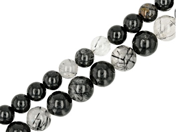 Picture of Tourmalinated Quartz 6mm & 8mm Round Bead Strand Set of 2 Approximately 14-15" in Length