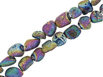 Picture of Rainbow Druzy Quartz 10-12mm Nugget Bead Strand Approximately 15" in Length Set of 2