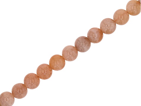 Peach Moonstone & Sunstone 6mm Round Bead Strand Approximately 1m in Length