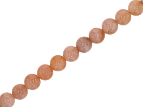 Peach Moonstone 6mm Round Bead Strand Approximately 1m in Length