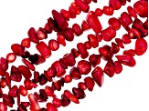 Red Coral Chip Bead Strand Set of 5 Each Approximately 14-15" in Length