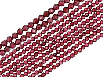 Picture of Garnet 2mm & 3mm Faceted Round Bead Strand Set of 10