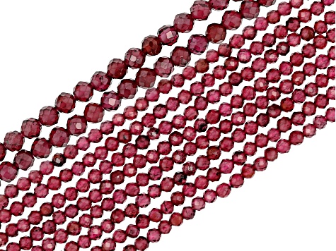 Garnet 2mm & 3mm Faceted Round Bead Strand Set of 10