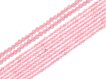 Picture of Rose Quartz 2mm & 3mm Faceted Round Bead Strand Set of 10