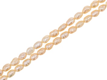 Picture of Peach 2.5-3x4-4.5mm Rice Shape Freshwater Cultured Pearl Bead Strand Set of 2