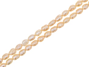 Peach 2.5-3x4-4.5mm Rice Shape Freshwater Cultured Pearl Bead Strand Set of 2
