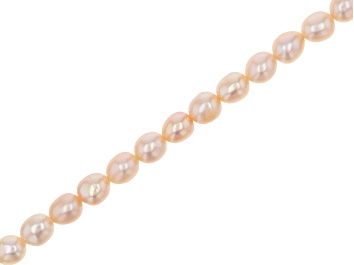 Picture of Peach 4-4.5x5-5.5mm Rice Shape Freshwater Cultured Pearl Bead Strand Approximately 16" in Length