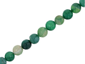 Picture of Green Banded Agate 10mm Faceted Round Bead Strand Approximately 14-15" in Length