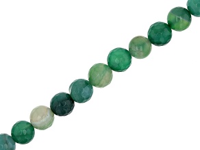 Green Banded Agate 10mm Faceted Round Bead Strand Approximately 14-15" in Length