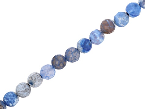 Blue Quench Crackled Agate 8mm Faceted Round Bead Strand Approximately 14-15" in Length