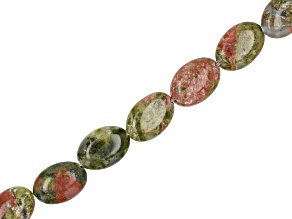 Unakite 10x14mm Oval Bead Strand Approximately 11-12" in Length