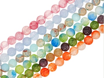 Picture of Multicolor Quartz 6mm Round Bead Strand Set of 6