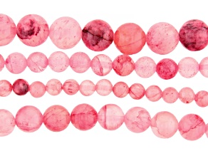 Pink Quartz 6mm, 8mm, 10mm, & 12mm Round Bead Strand Set of 4
