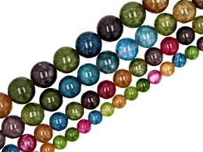 Multicolor Quartz 6mm, 8mm, 10mm, & 12mm Round Bead Strand Set of 4