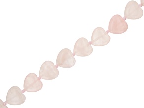 Rose Quartz 16mm Puffy Heart Bead Strand Approximately 15" in Length