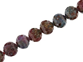 Ruby in Kyanite 10mm Faceted Round Bead Strand Approximately 15-16" in Length