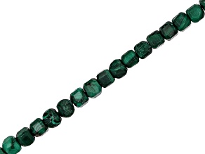 Malachite 4mm Table Cut Cube Bead Strand Approximately 15-16" in Length