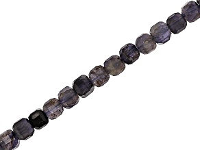 Iolite 4mm Table Cut Cube Bead Strand Approximately 15-16" in Length