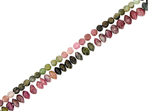 Multicolor Tourmaline Round & Rondelle Bead Strand Set of 2