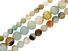 Multicolor Amazonite 6mm, 8mm, & 10mm Round Bead Strand Approximately 14-15" in Length Set of 3