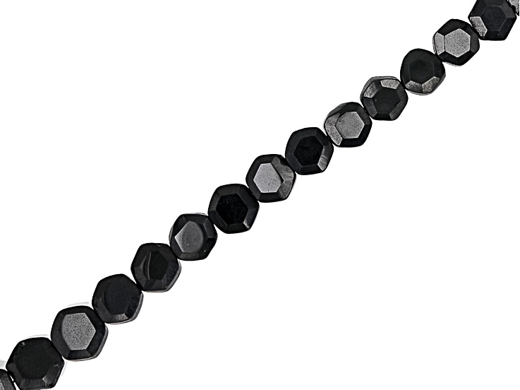 Black Spinel 7-8mm Faceted Hexagon Bead Strand Approximately 16" in Length