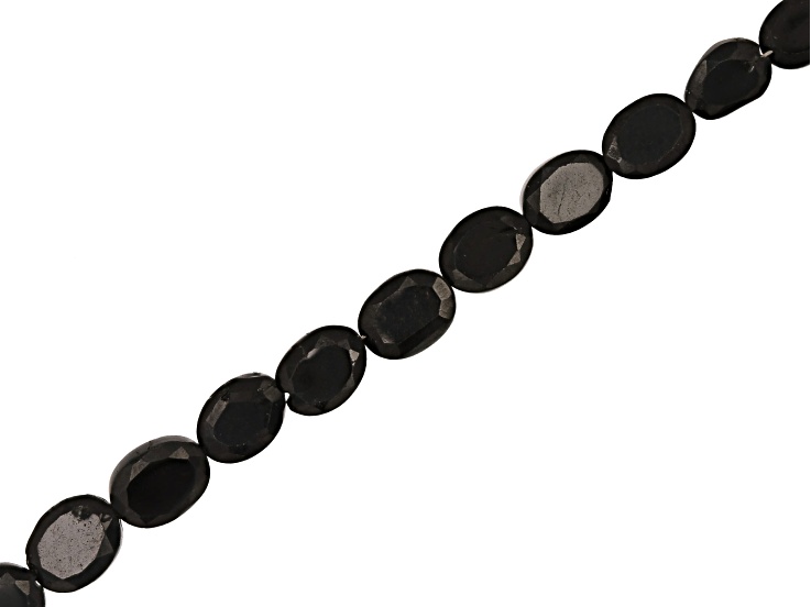 Black Spinel 7x5-8x6mm Faceted Oval Bead Strand Approximately 16