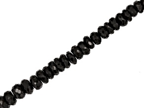 Black Spinel 7x4-9x6mm Faceted Rondelle Bead Strand Approximately 16" in Length