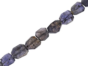 Iolite 10x8-15x10mm Faceted Tumble Bead Strand Approximately 16" in Length