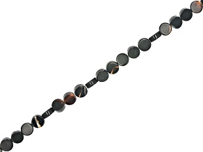 Black Chalcedony 8mm Flat Coin Bead Strand Approximately 15-15.5" in Length