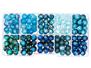 Blue Glass 8mm Round Loose Bead Set of 200